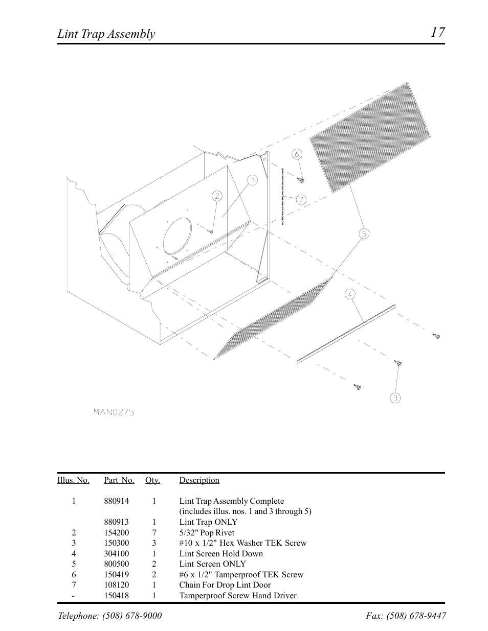 Lint trap assembly | American Dryer Corp. ADE-30S User Manual | Page 19 / 59