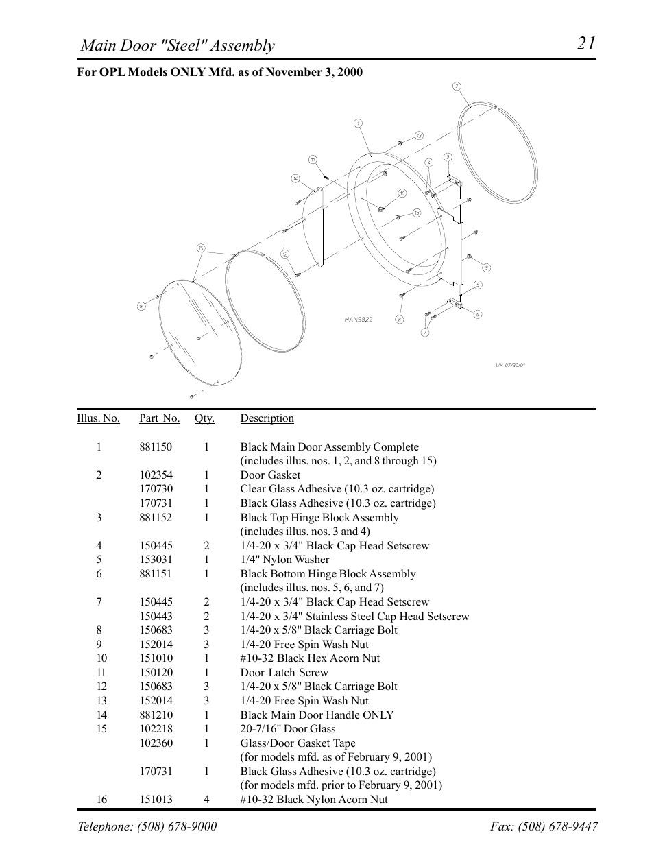 Main door “steel” assembly, Main door "steel" assembly | American Dryer Corp. ADE-30S User Manual | Page 23 / 59