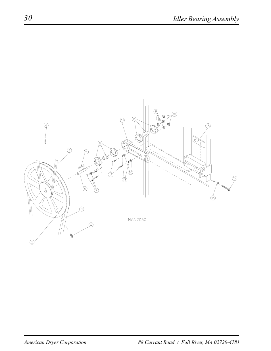 Idler bearing assembly , 31 | American Dryer Corp. ADE-30S User Manual | Page 32 / 59