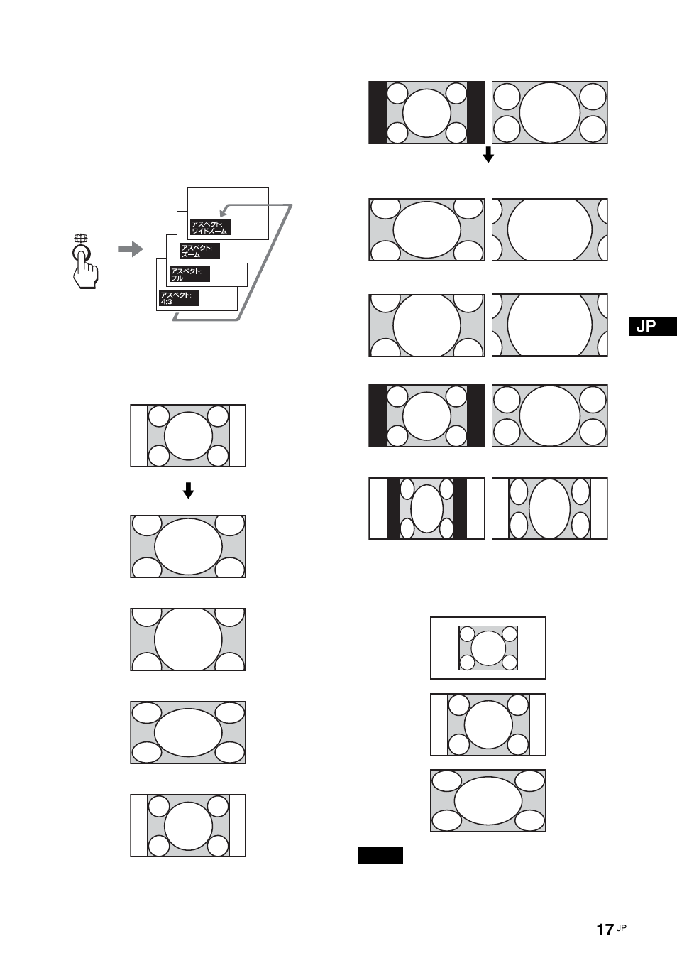 リモコンの特別ボタン, ワイド切換を使う, Jp リモコンの特別ボタン | Sony FWD-S42E1 User Manual | Page 17 / 255