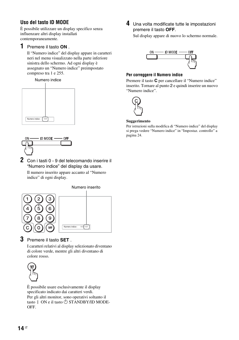 Uso del tasto id mode | Sony FWD-S42E1 User Manual | Page 200 / 255