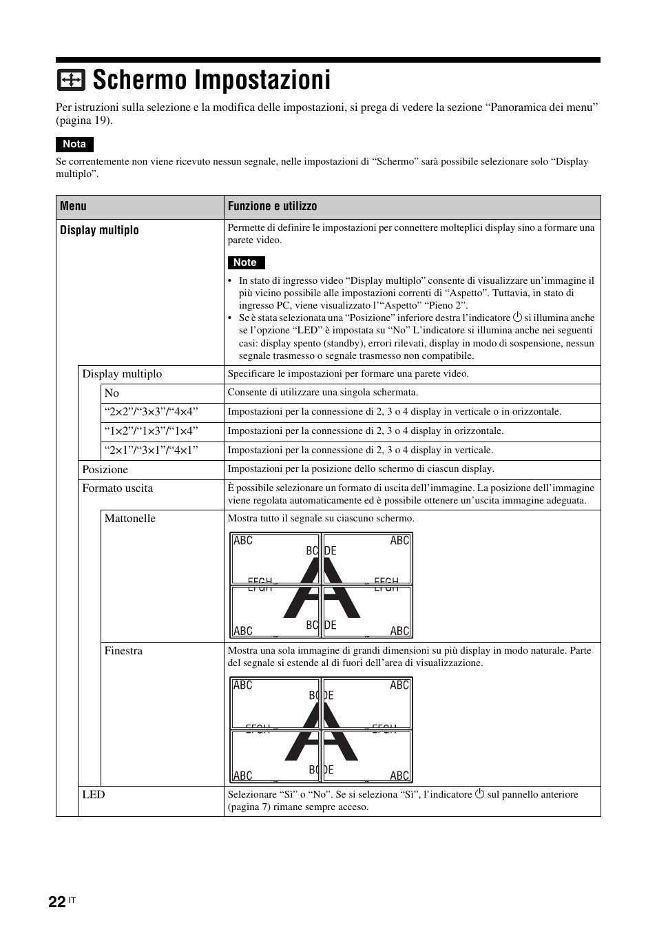 Schermo impostazioni | Sony FWD-S42E1 User Manual | Page 208 / 255