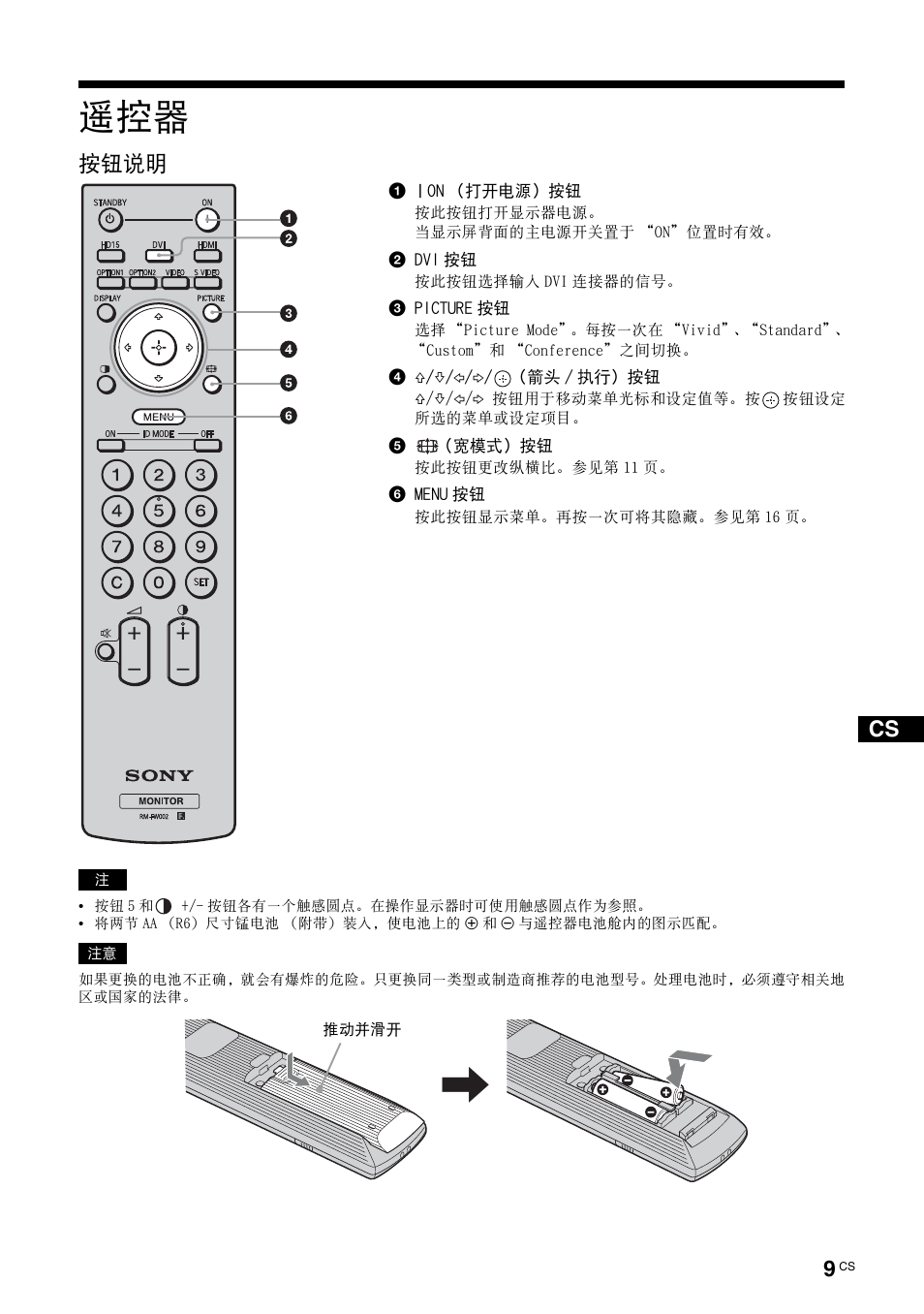 按钮说明 | Sony FWD-S42E1 User Manual | Page 231 / 255