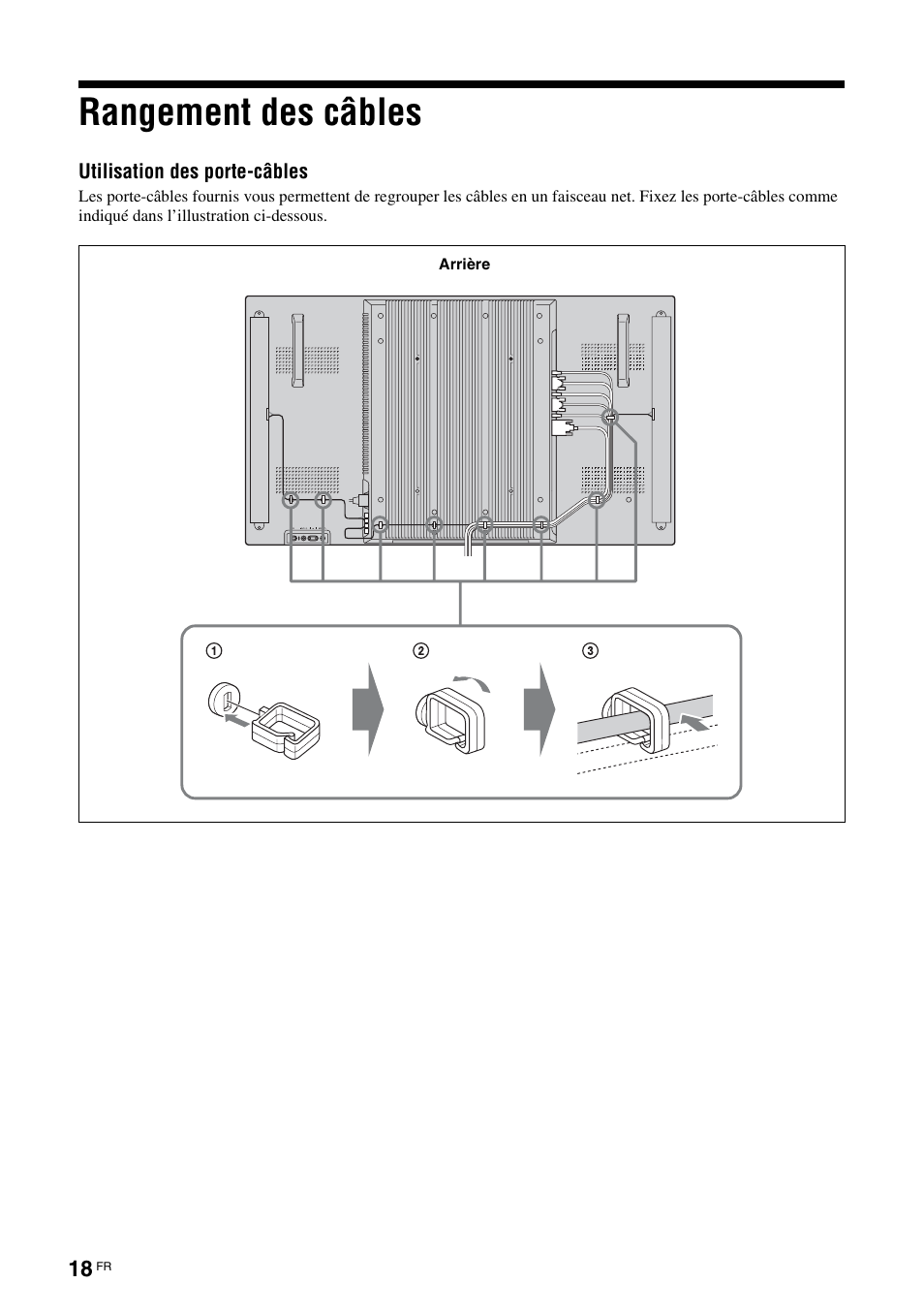 Rangement des câbles | Sony FWD-S42E1 User Manual | Page 96 / 255