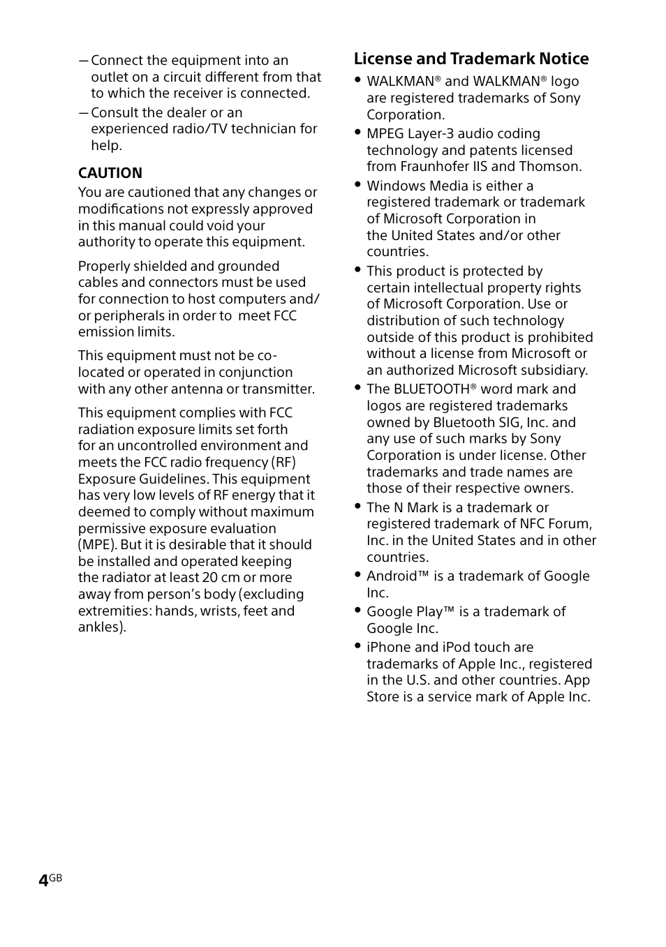 License and trademark notice | Sony MHC-V5 User Manual | Page 4 / 52