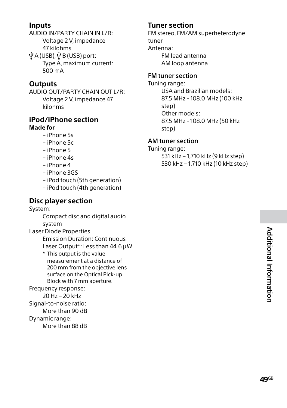 Sony MHC-V5 User Manual | Page 49 / 52