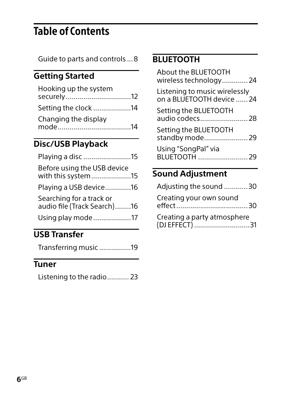 Sony MHC-V5 User Manual | Page 6 / 52