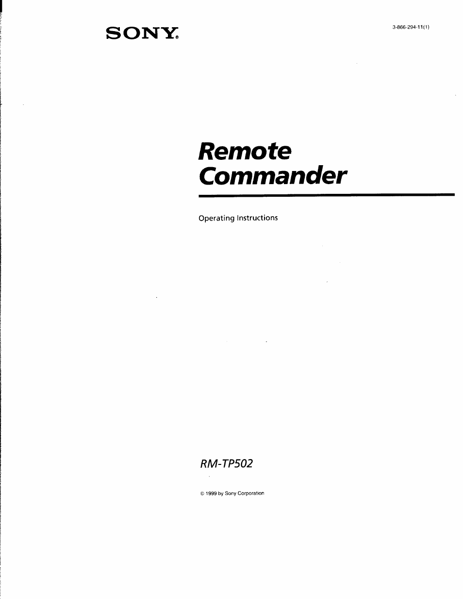 Sony RM-TP502 User Manual | 27 pages