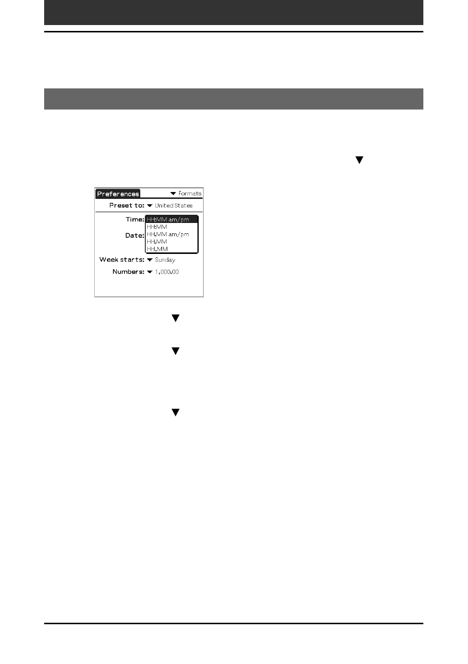 Selecting the time, date, and numbers formats | Sony PEG-T665C User Manual | Page 160 / 218