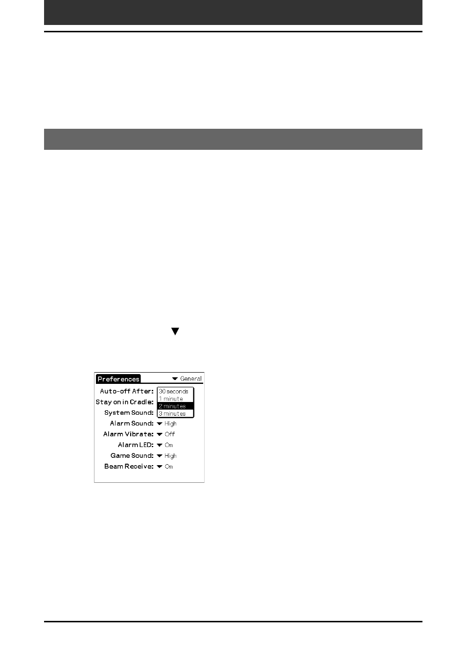 Setting the general preferences, Setting the automatic shut-off time | Sony PEG-T665C User Manual | Page 164 / 218
