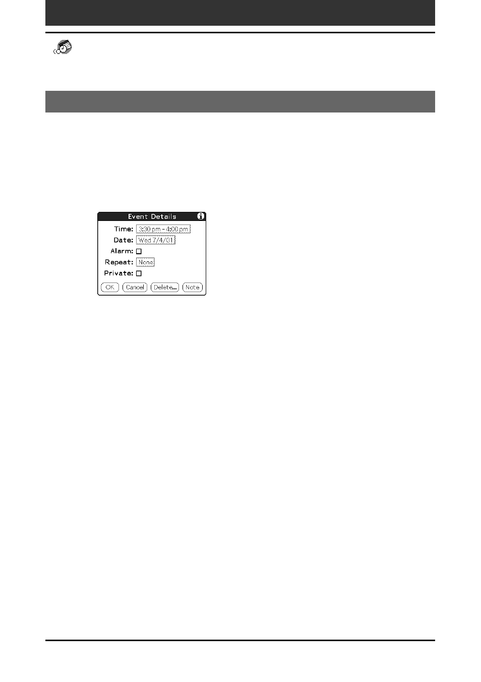 Editing date book events | Sony PEG-T665C User Manual | Page 40 / 218