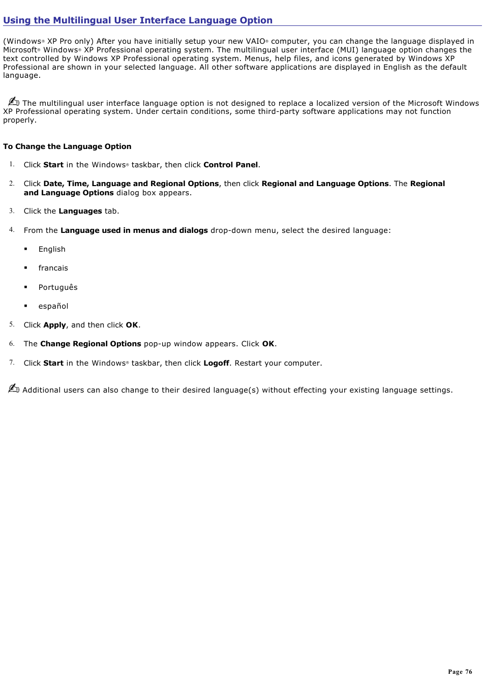 Sony PCG-FXA63 User Manual | Page 76 / 162