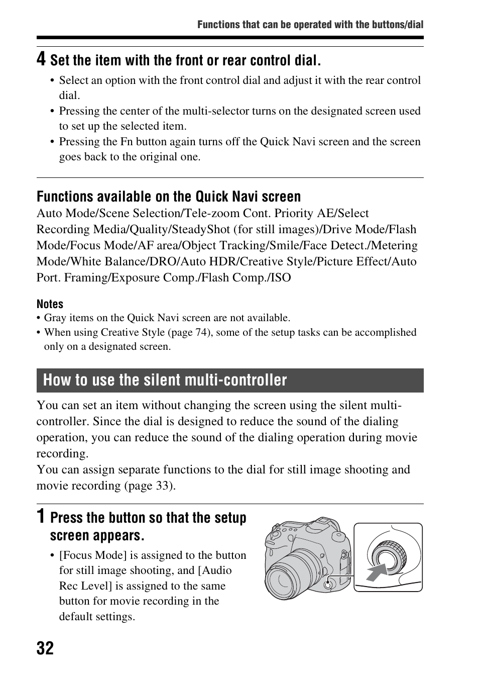 How to use the silent multi-controller | Sony SLT-A99V User Manual | Page 32 / 100