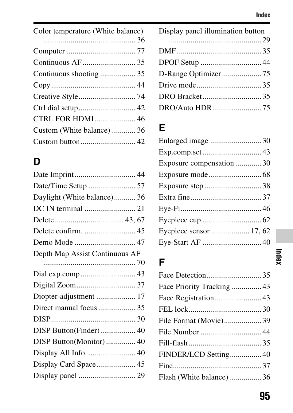 Sony SLT-A99V User Manual | Page 95 / 100