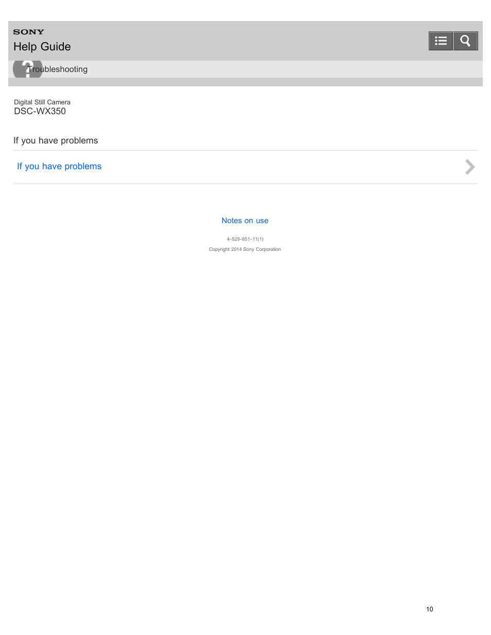 If you have problems, Help guide | Sony DSC-WX350 User Manual | Page 14 / 319