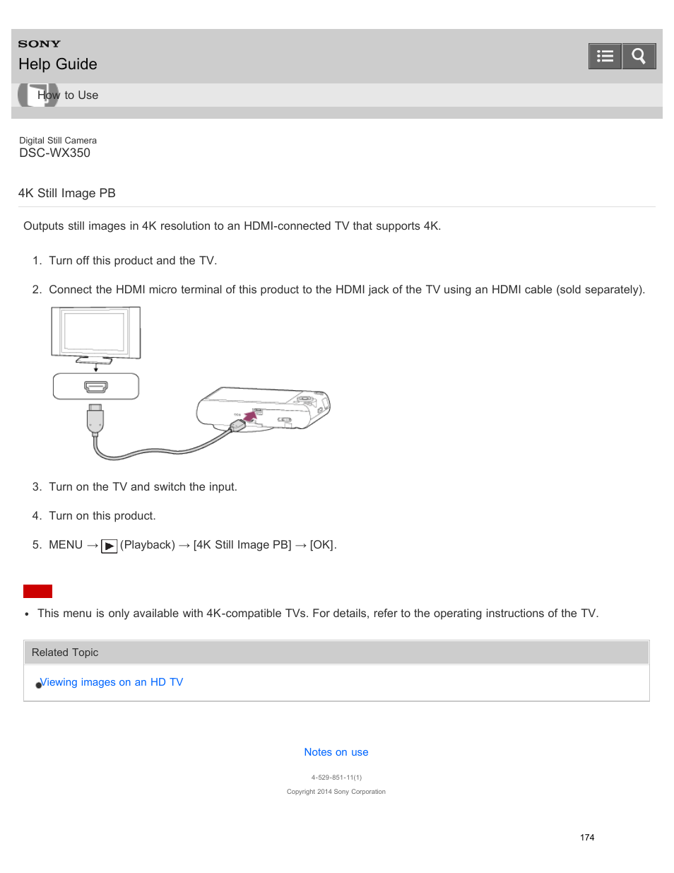 4k still image pb, Help guide | Sony DSC-WX350 User Manual | Page 178 / 319