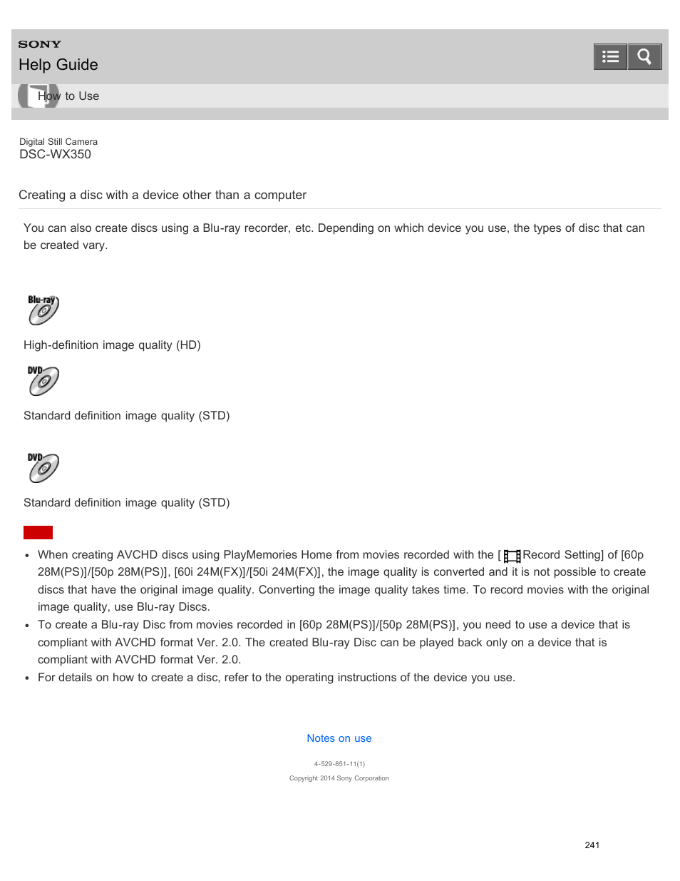 Help guide | Sony DSC-WX350 User Manual | Page 245 / 319
