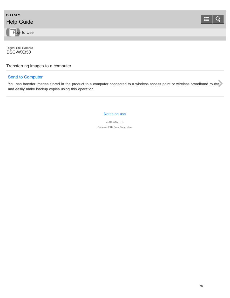 Transferring images to a computer, Help guide | Sony DSC-WX350 User Manual | Page 60 / 319