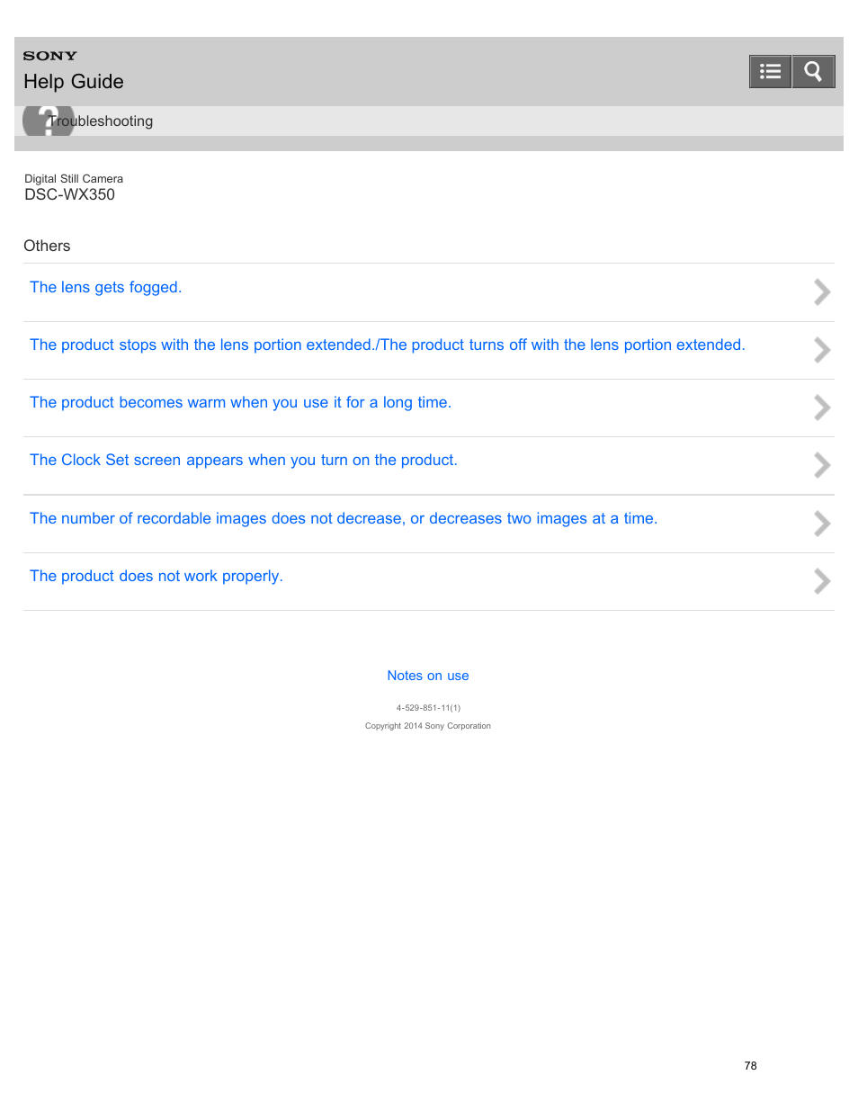 Others, Help guide | Sony DSC-WX350 User Manual | Page 82 / 319