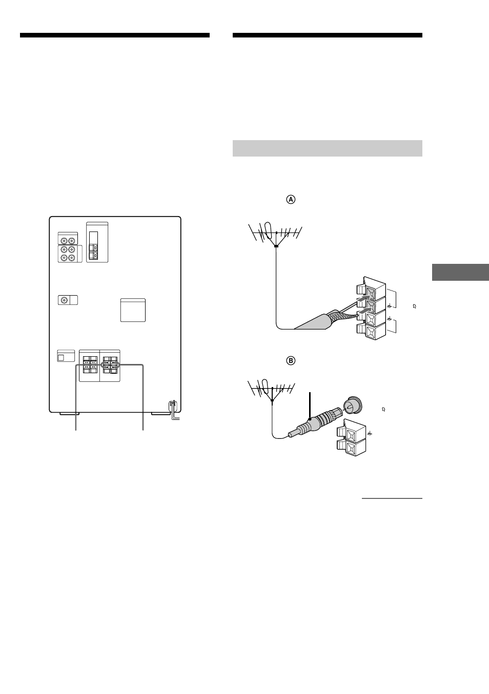 Connecting surround speakers, Connecting external antennas, Fm antenna | Sony MHC-ZX10 User Manual | Page 47 / 60
