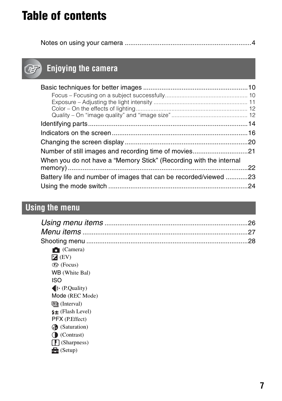 Sony DSC-S40 User Manual | Page 7 / 91