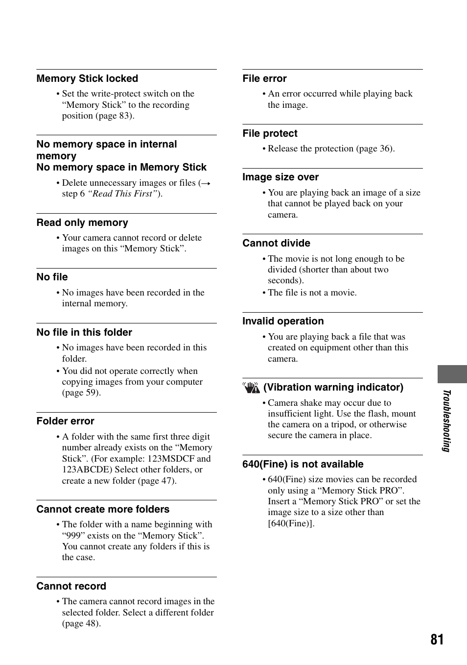 Sony DSC-S40 User Manual | Page 81 / 91
