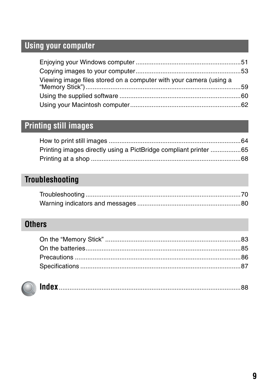 Sony DSC-S40 User Manual | Page 9 / 91