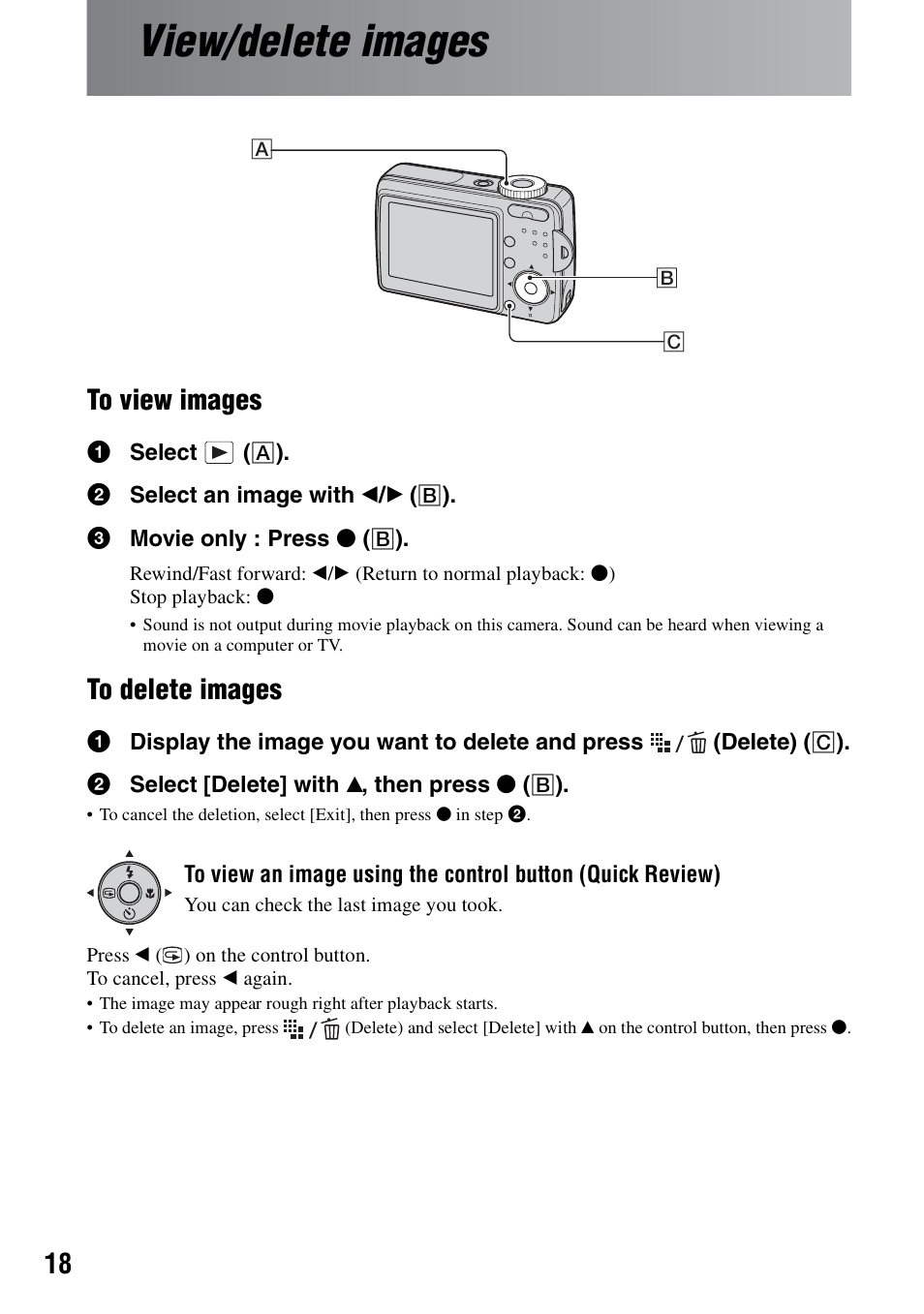 View/delete images | Sony DSC-S500 User Manual | Page 18 / 28