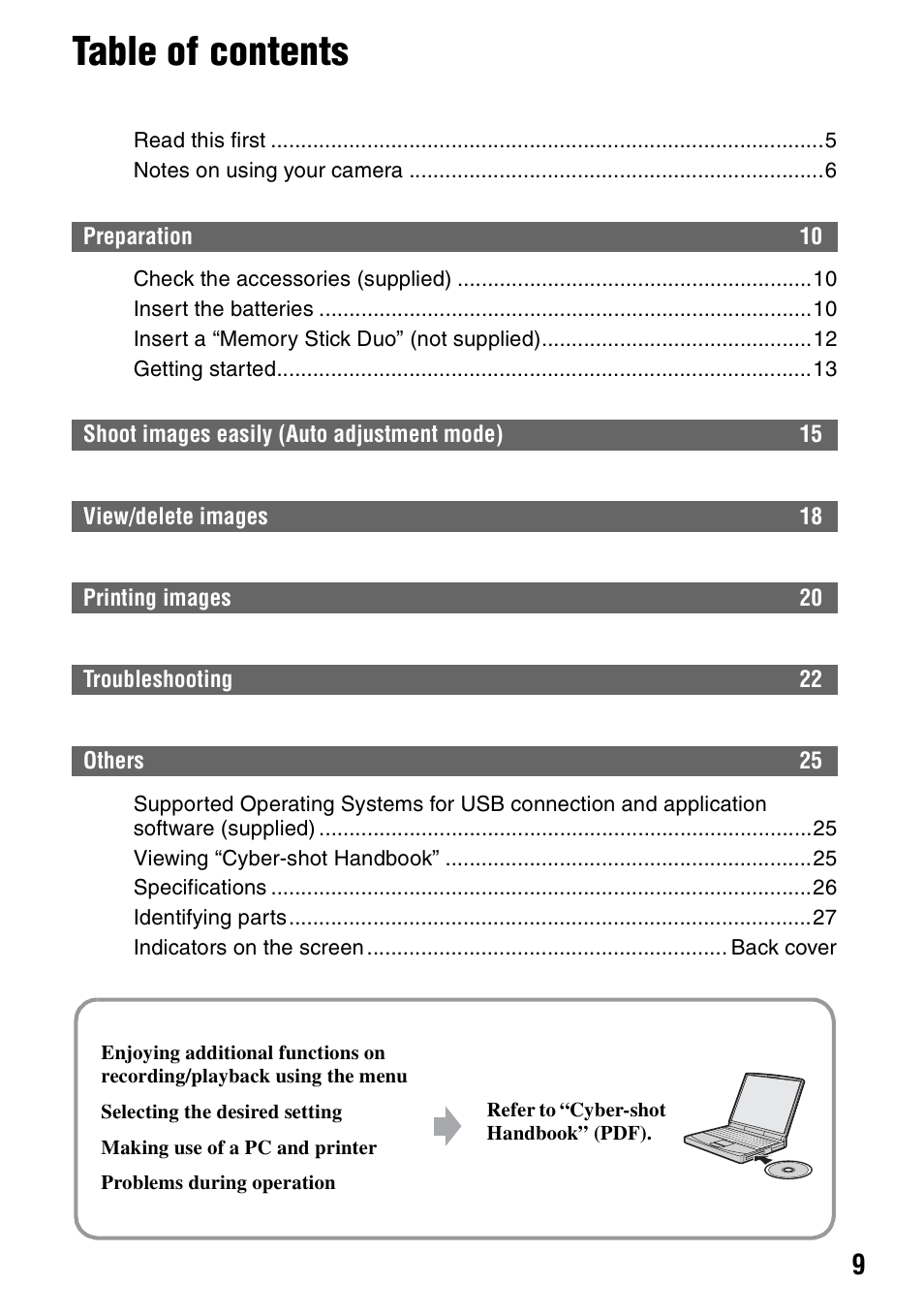 Sony DSC-S500 User Manual | Page 9 / 28