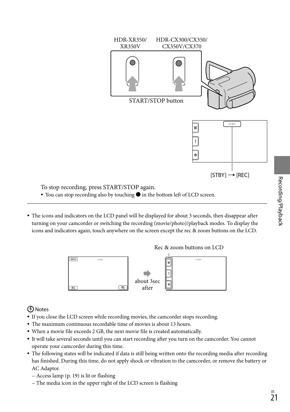 Sony HDR-CX300 User Manual | Page 21 / 119