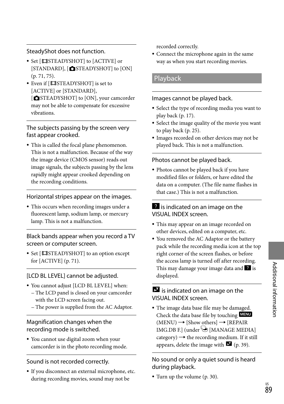 Playback | Sony HDR-CX300 User Manual | Page 89 / 119