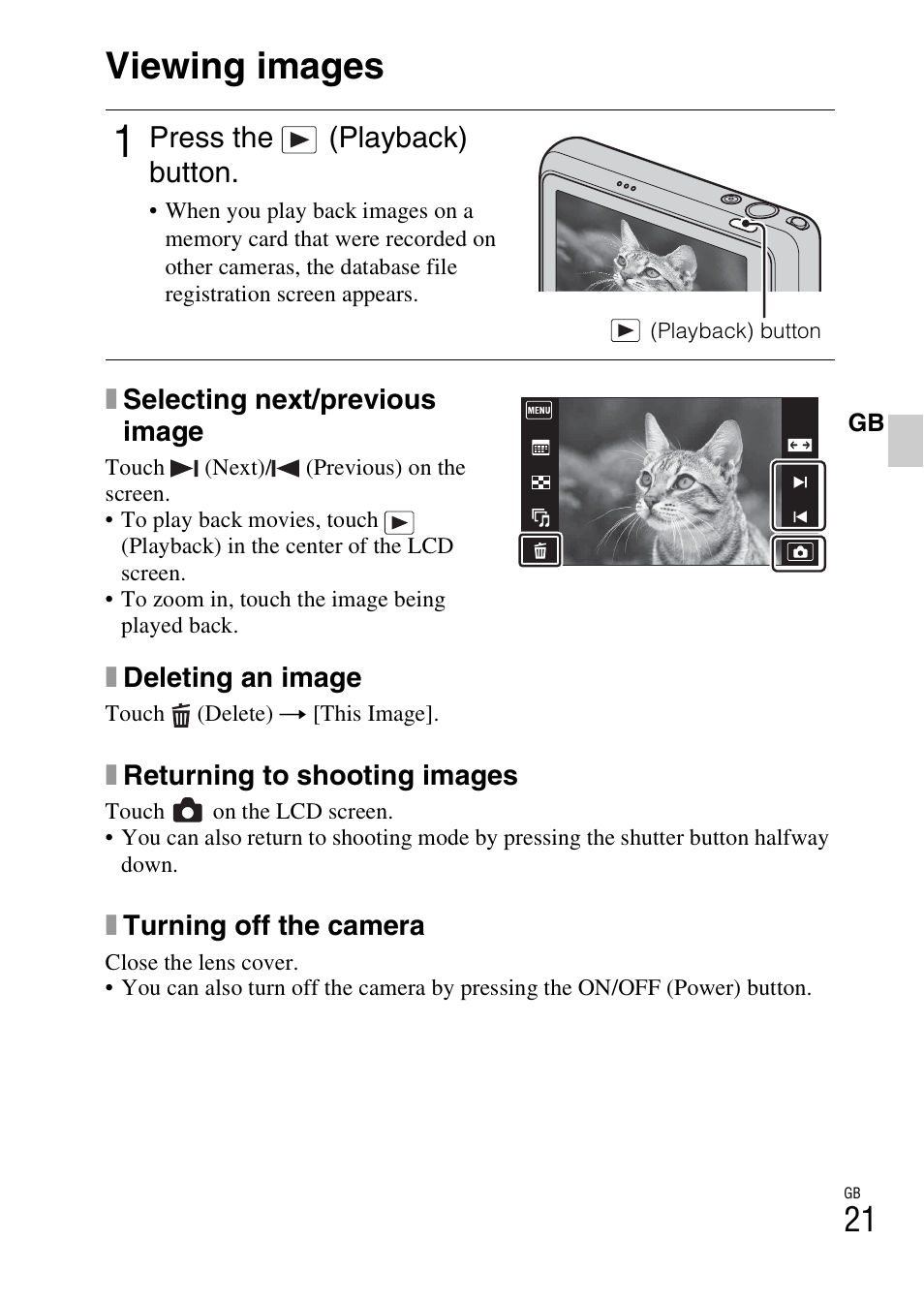 Viewing images | Sony DSC-T99 User Manual | Page 21 / 64