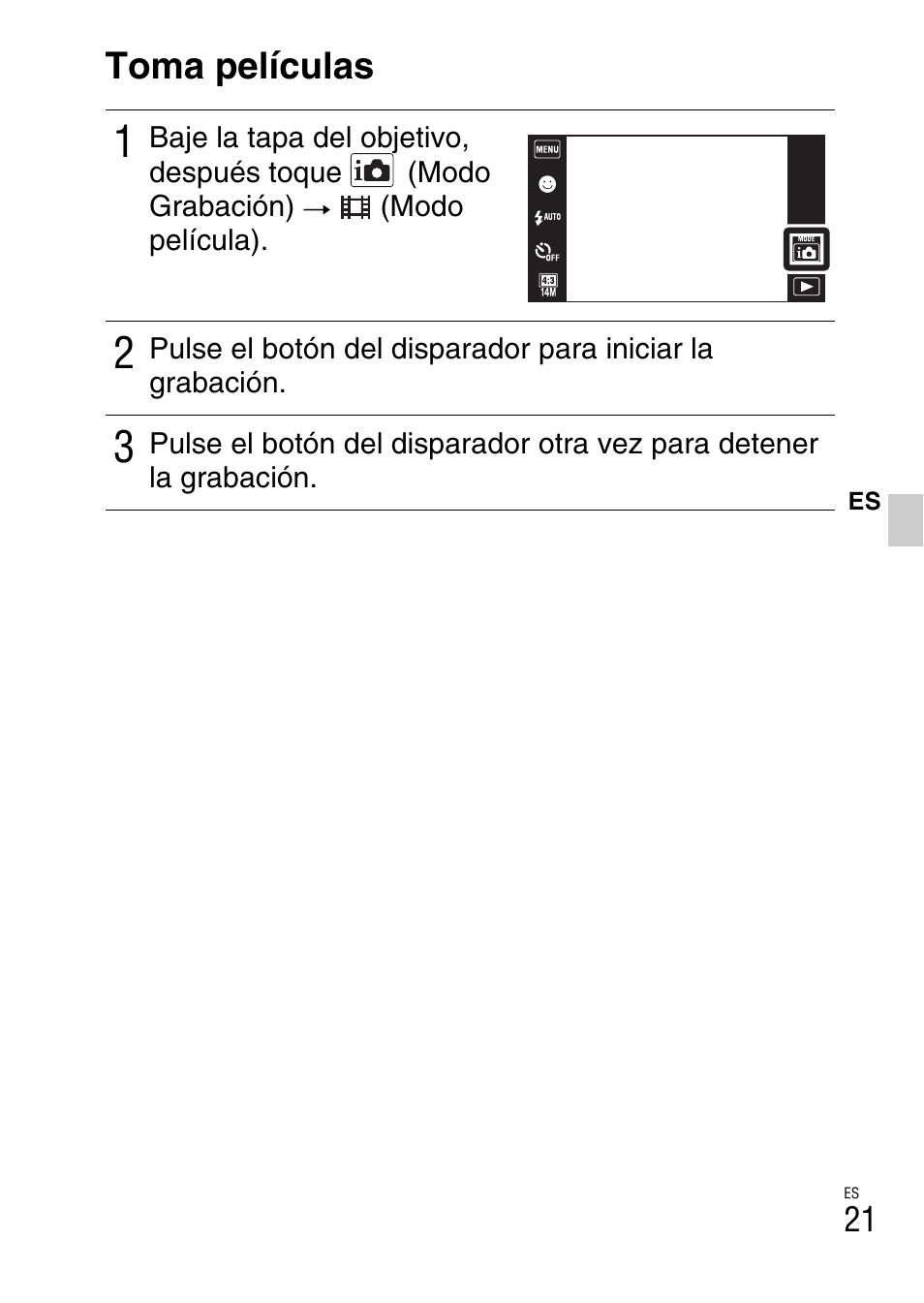 Toma películas | Sony DSC-T99 User Manual | Page 51 / 64