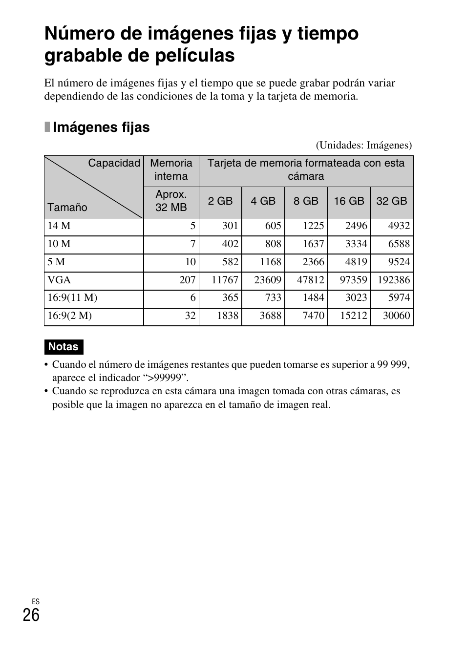 Ximágenes fijas | Sony DSC-T99 User Manual | Page 56 / 64