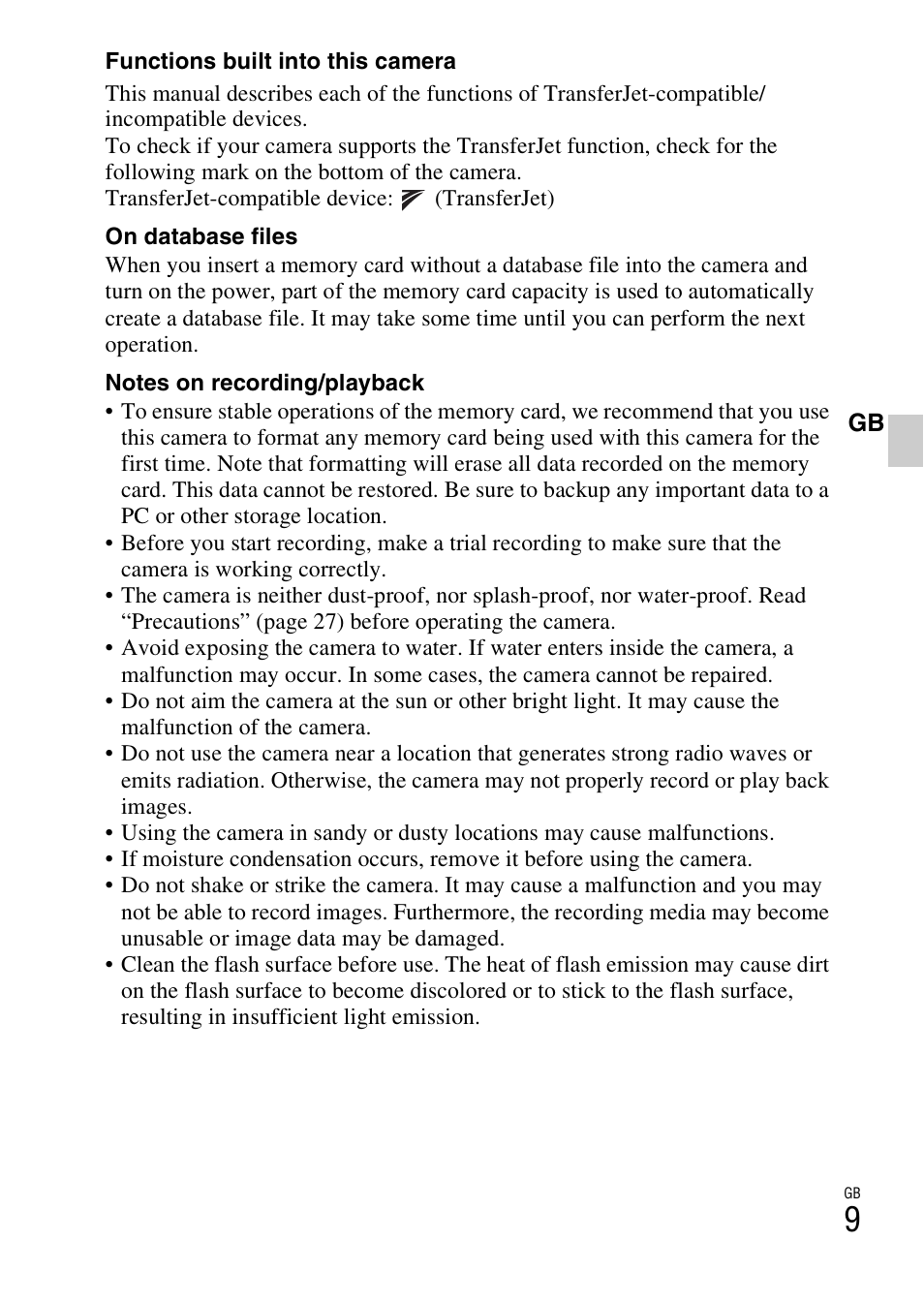 Sony DSC-T99 User Manual | Page 9 / 64