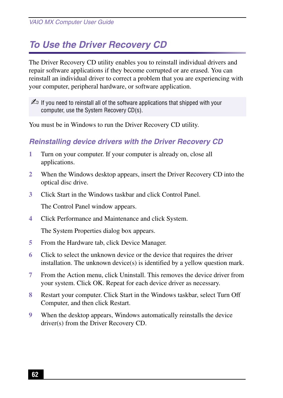 Sony PCV-MXS10 User Manual | Page 62 / 92