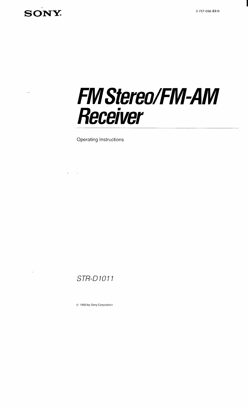 Sony STR-D1011 User Manual | 44 pages