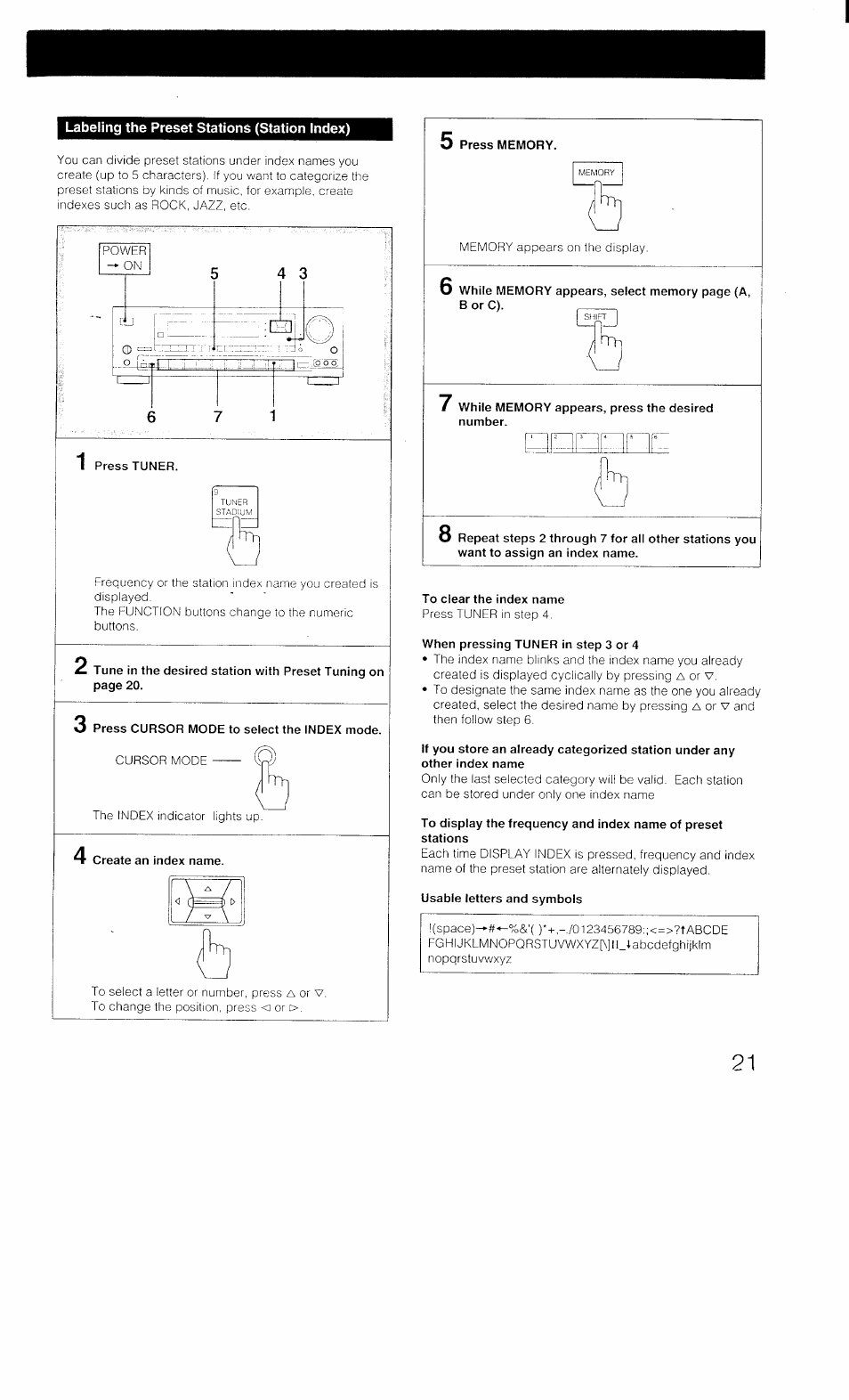 Labeling the preset stations (station index) | Sony STR-D1011 User Manual | Page 20 / 44