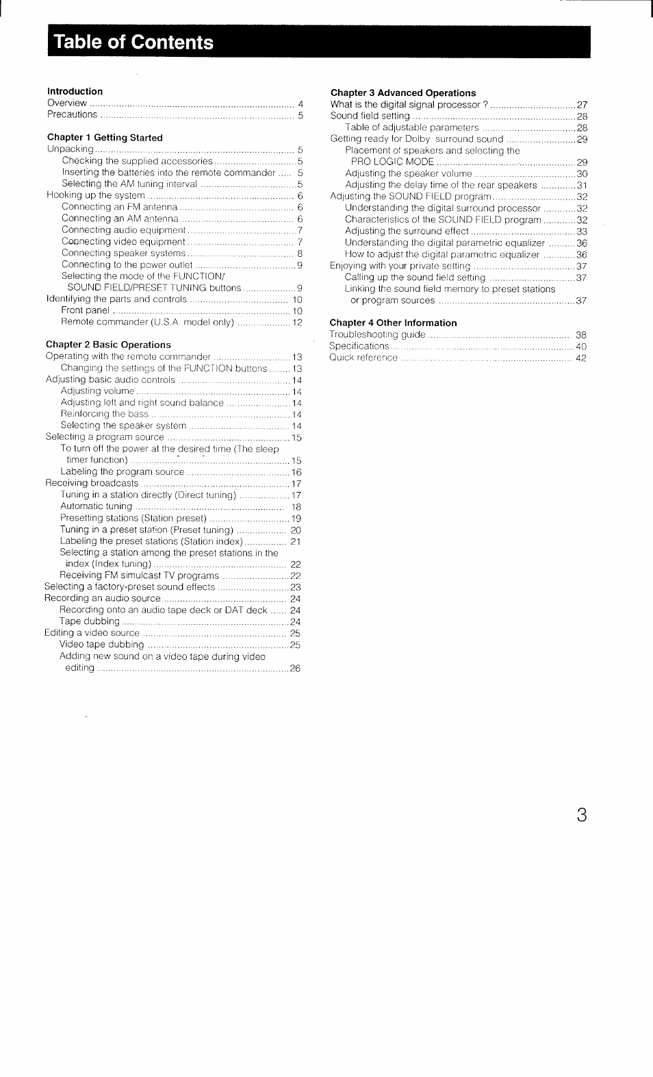 Sony STR-D1011 User Manual | Page 3 / 44
