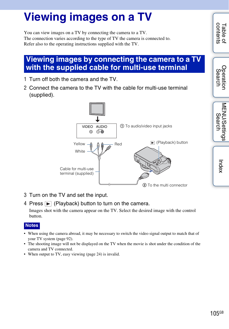 Viewing images on a tv | Sony DSC-H20 User Manual | Page 105 / 149