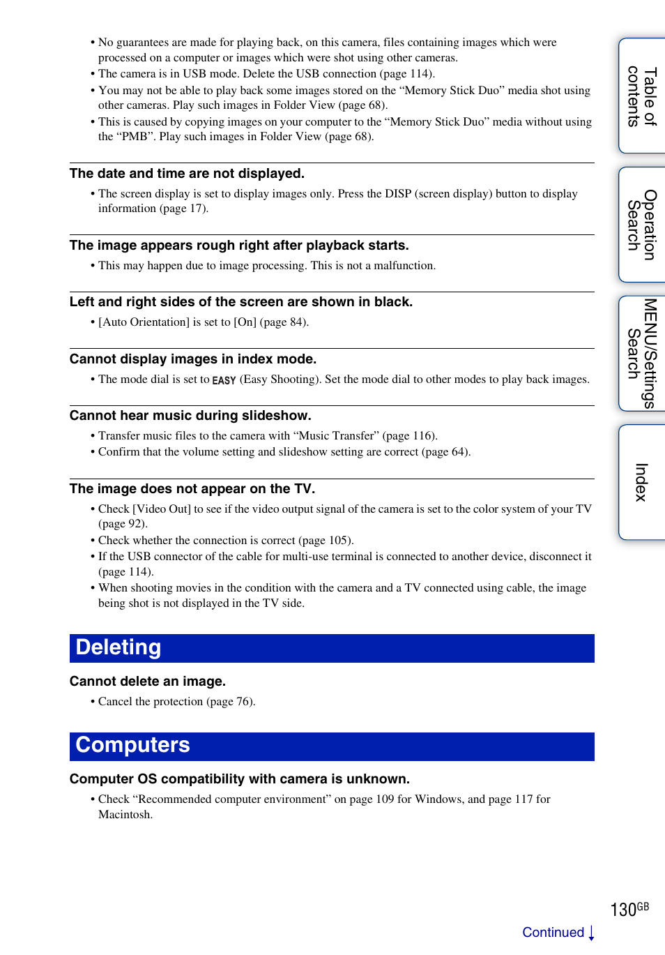 Deleting, Computers, Deleting computers | Sony DSC-H20 User Manual | Page 130 / 149