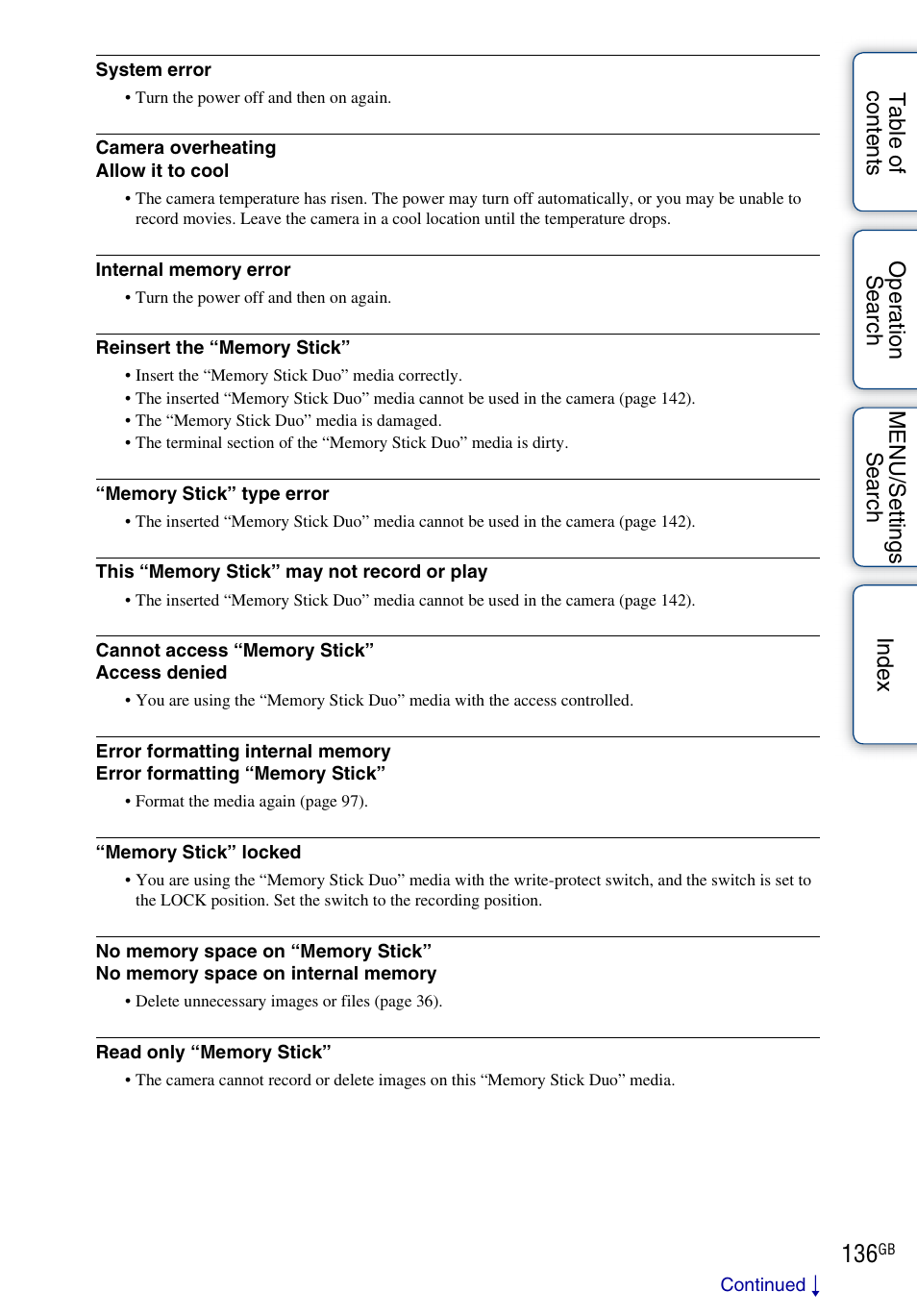 Sony DSC-H20 User Manual | Page 136 / 149