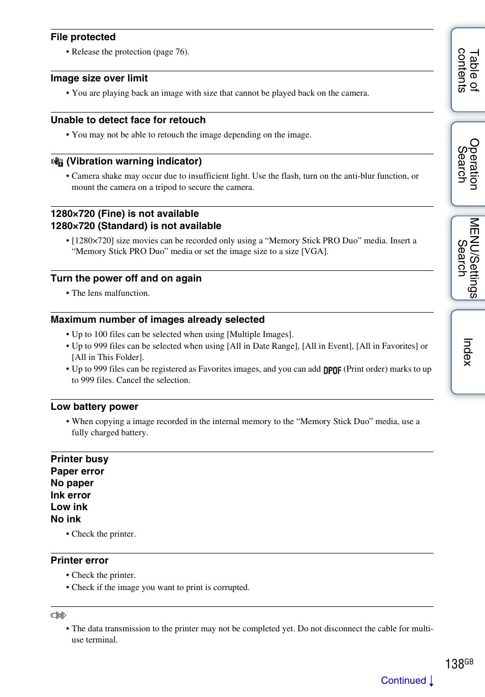 Sony DSC-H20 User Manual | Page 138 / 149