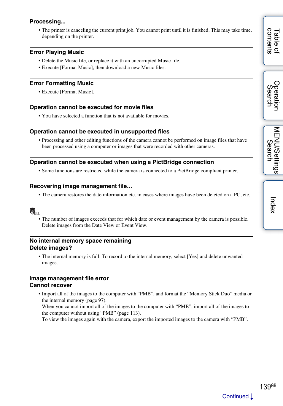 Sony DSC-H20 User Manual | Page 139 / 149