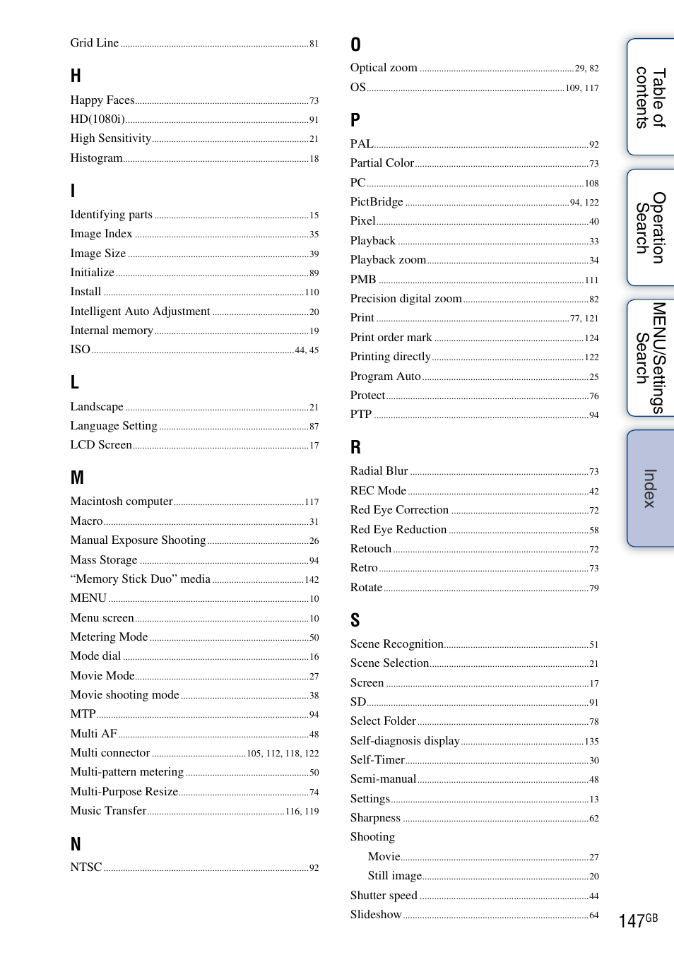 Sony DSC-H20 User Manual | Page 147 / 149