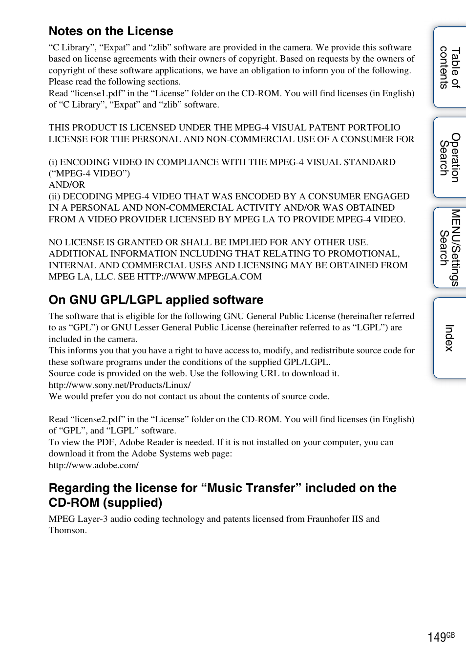 Sony DSC-H20 User Manual | Page 149 / 149