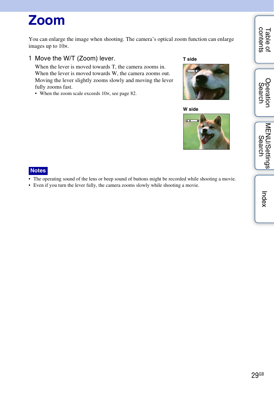 Zoom, R (29) | Sony DSC-H20 User Manual | Page 29 / 149