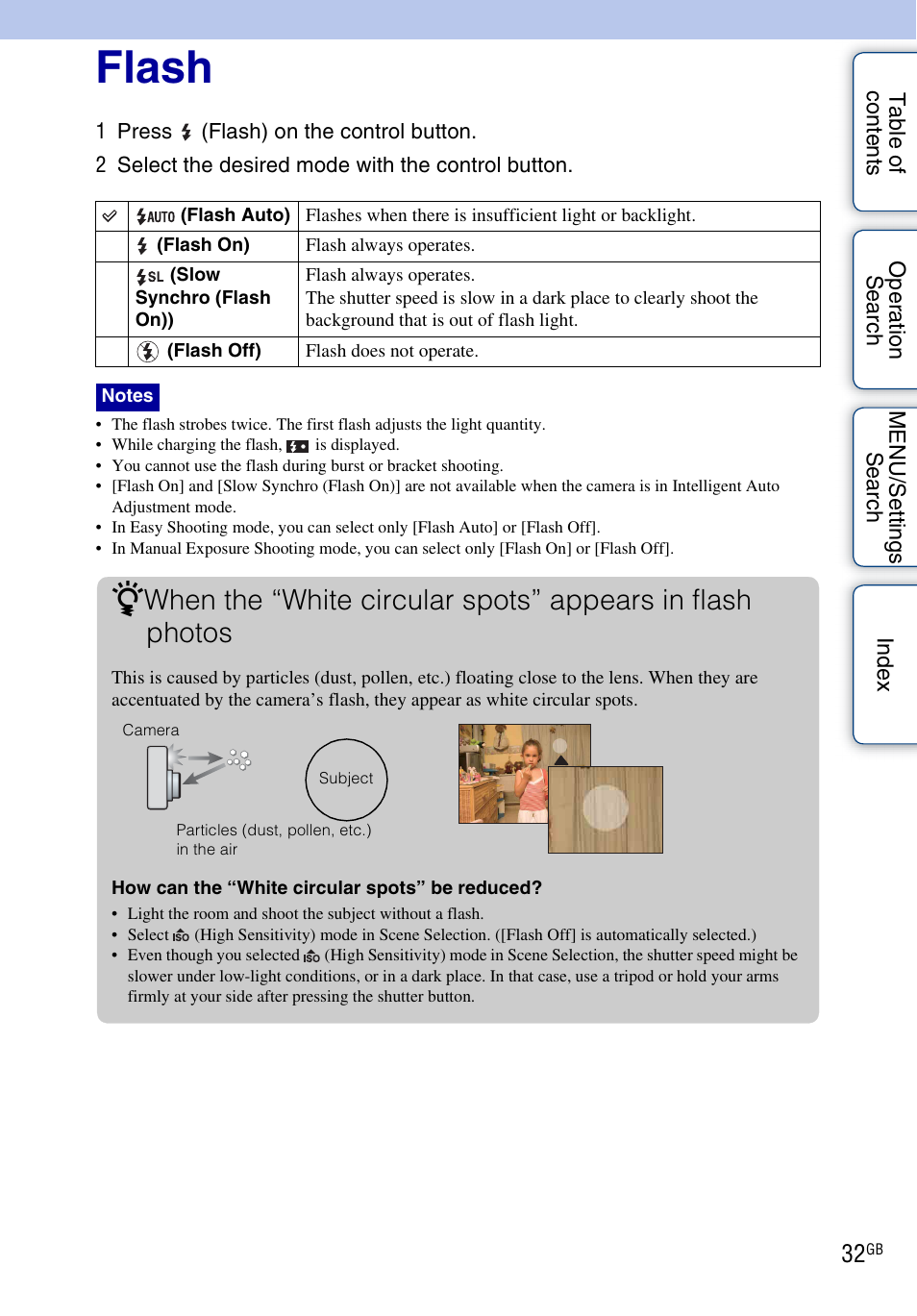 Flash | Sony DSC-H20 User Manual | Page 32 / 149