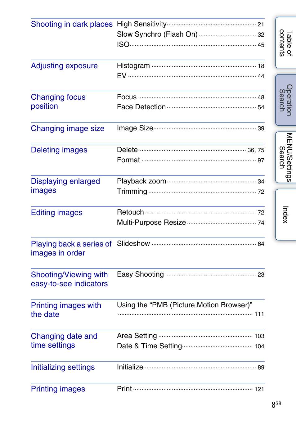 Sony DSC-H20 User Manual | Page 8 / 149