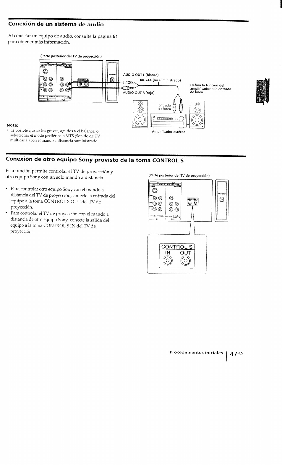 Conexión de un sistema de audio | Sony KP-41T15 User Manual | Page 46 / 73